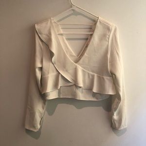 Zara White Asymmetrical Crop Top Small